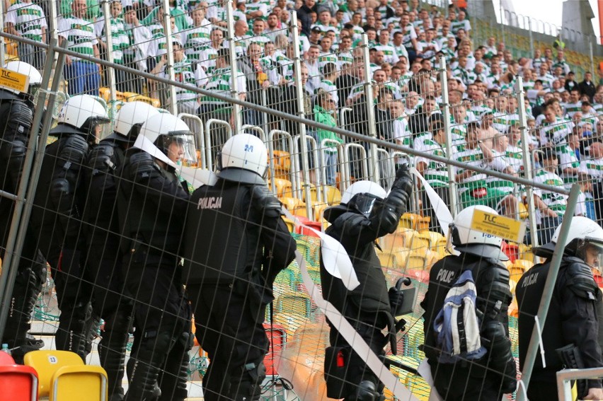 Kibice na meczu Jagiellonia - Lechia