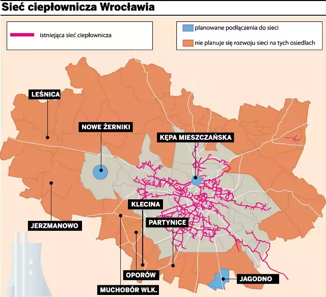 Osiedla Leśnica, Jerzmanowo, Partynice, Oporów, Muchobór. Tam nie będzie centralnego ogrzewania, bo miasto sprzedało sieć cieplną prywatnej firmie