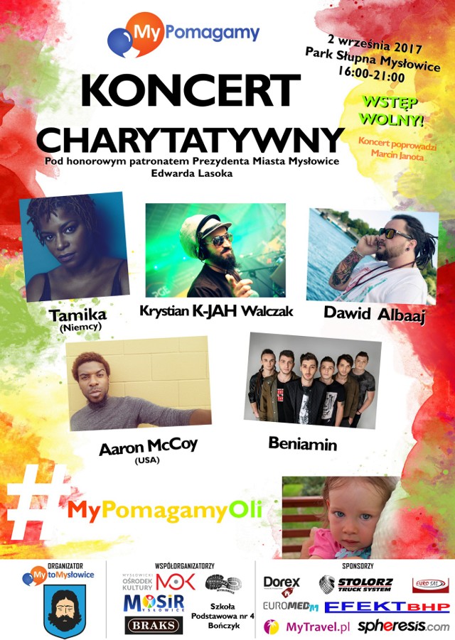 Stowarzyszenie MyToMysłowice we współpracy  z mysłowickim magistratem organizują koncert charytatywny #MyPomagamyOli.