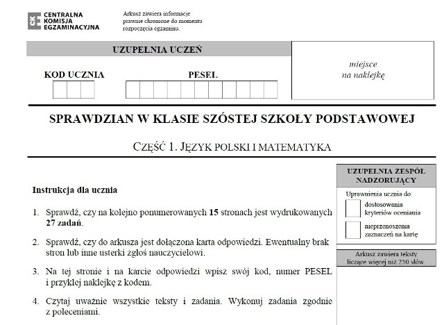 Sprawdzian szóstoklasisty 2015. ODPOWIEDZI: Język polski i matematyka  [ARKUSZE,PYTANIA] | Dziennik Bałtycki