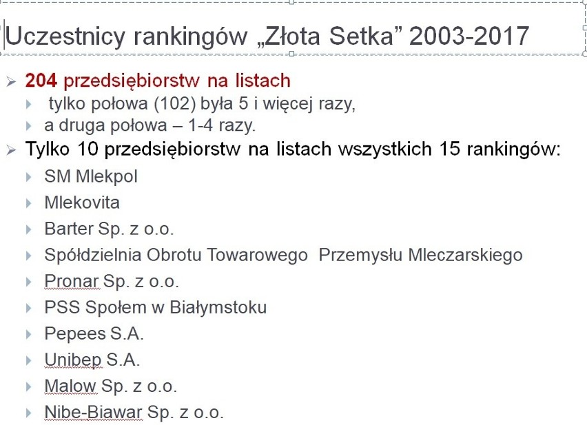 15 lat podlaskiej gospodarki z perspektywy Podlaskiej Złotej Setki Przedsiębiorstw. Komentarz dr. Anatoliusza Kopczuka