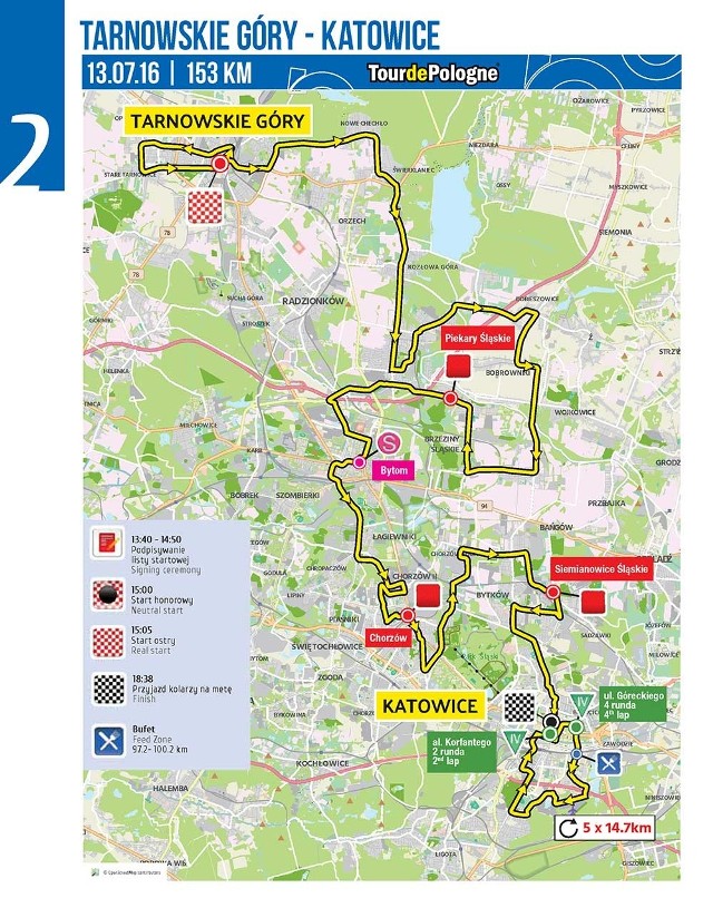 Mapa II etapu Tour de Pologne