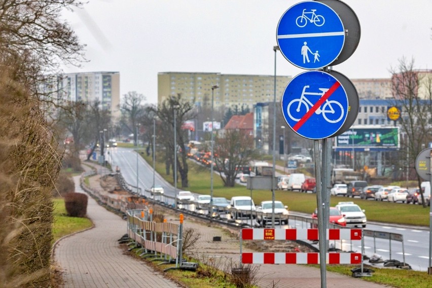 Ścieżka rowerowa na ulicy Mieszka I w Szczecinie