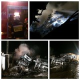 Pożar w składzie złomu w Sadkach. Spłonęło 6 aut [zdjęcia]