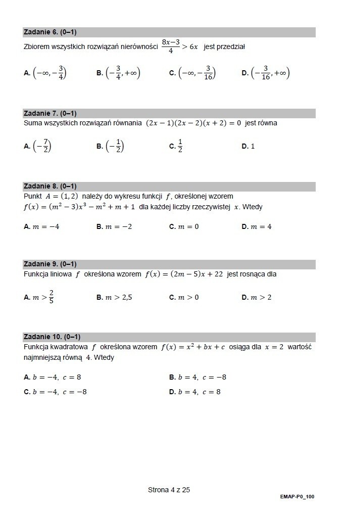 Odpowiedzi do matury z matematyki (sierpień) - SPRAWDŹ >>>