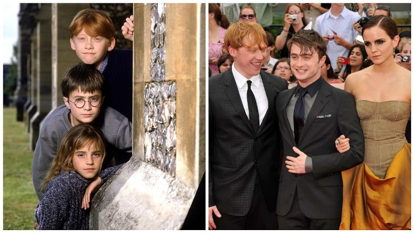 Daniel Radcliffe, Rupert Grint i Emma Watson...