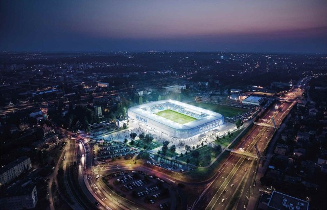 Wizualizacja stadionu Ruchu Chorzów na 16.000 miejsc.