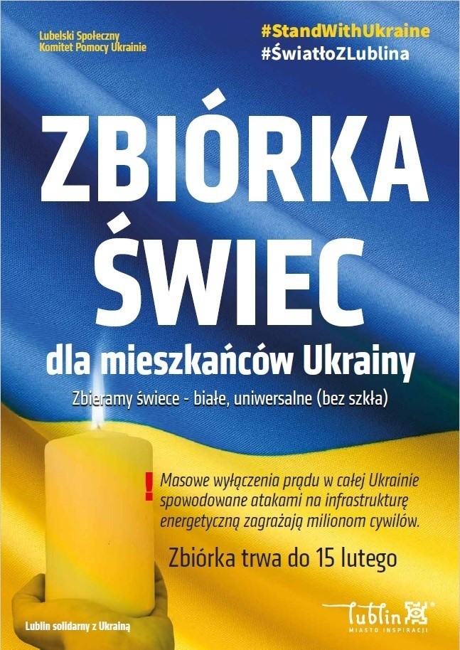 Trwa wielka zbiórka świec dla Ukraińców i Ukrainek pozbawionych prądu. Dołącz do akcji #ŚwiatłoZLublina