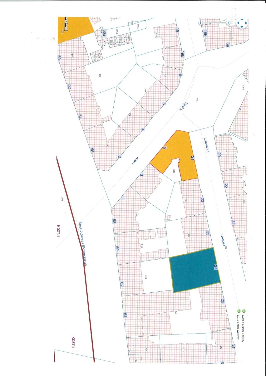 Mapa pokazująca lokalizację kamienicy przy ul. Lubelskiej 21