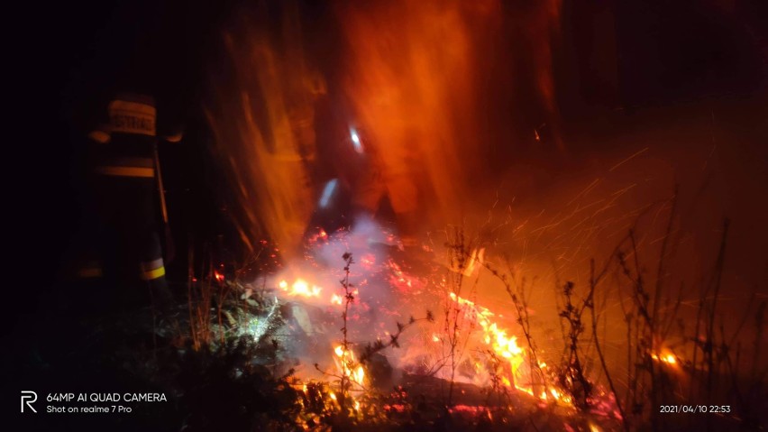 Akcja gaszenia pożary lasu przy ul. Górnej w Myślenicach