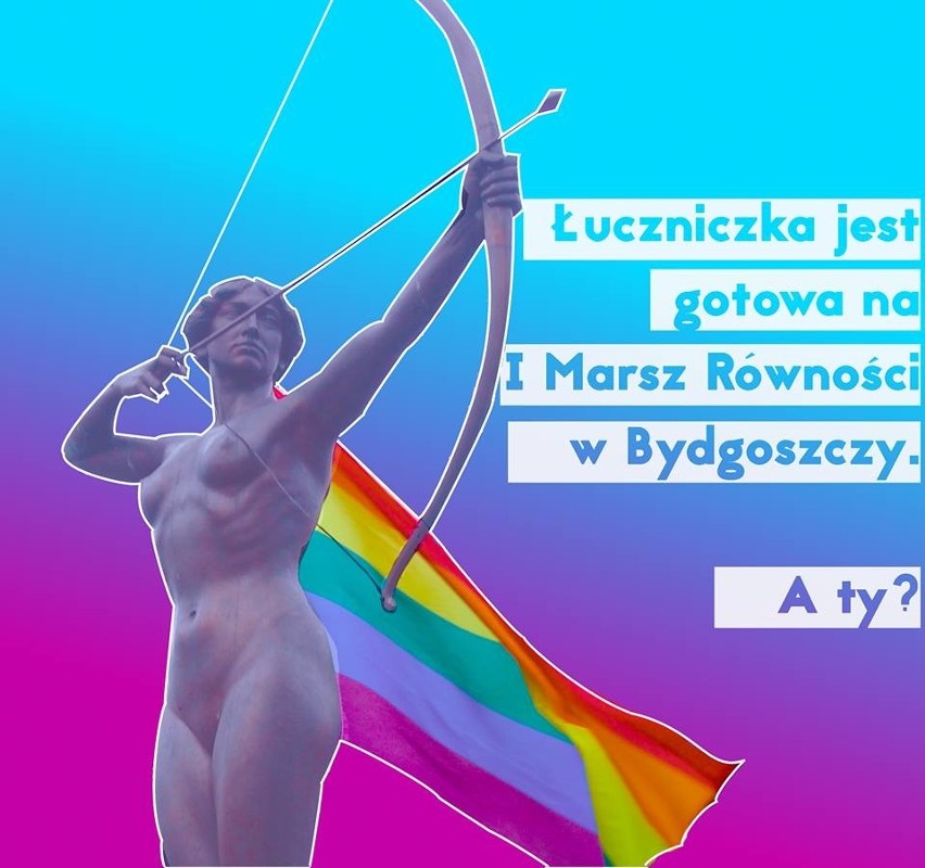 Marian Rejewski w tęczowej fladze reklamujący Marsz...