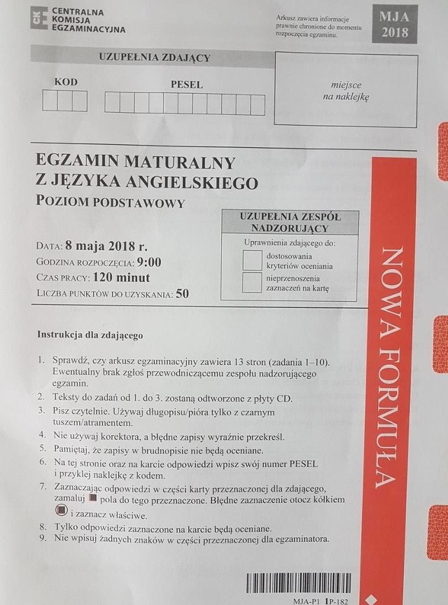 Matura 2018 angielski poziom podstawowy - arkusze, odpowiedzi. Matura z języka angielskiego 2018 poziom podstawowy 8.05.2018 [rozwiązania]