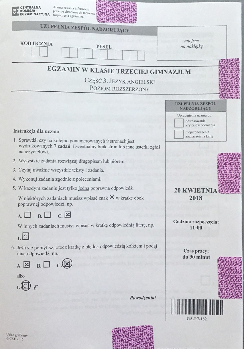 Egzamin gimnazjalny 2018 [ANGIELSKI ROZSZERZENIE] - odpowiedzi i arkusz pytań CKE w serwisie EDUKACJA [20.04.2018]