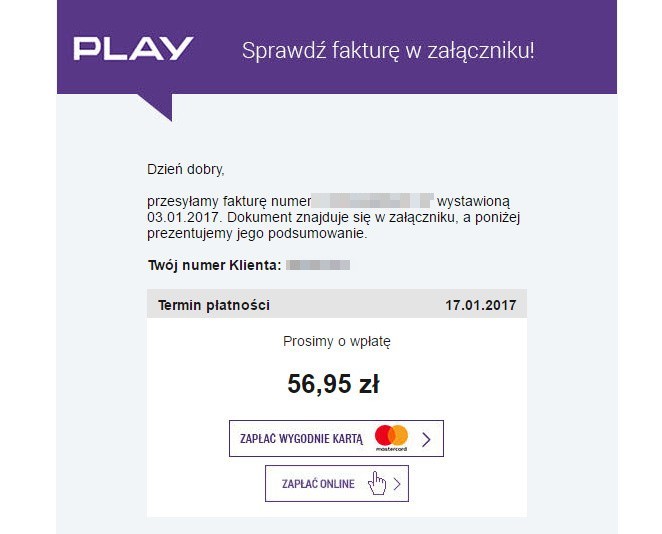 Play ostrzega! Uwaga na fałszywe faktury. Załącznik zawiera wirusa