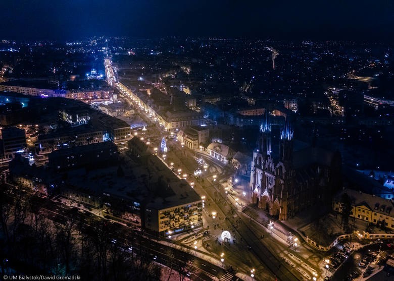 Białystok nocą. Niedługo w mieście pojawią się nowe latarnie