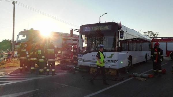 Rowerzystka wpadła pod autobus linii nr 23 w Toruniu....