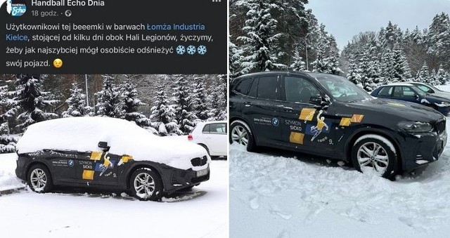 Kibice odśnieżyli stojące obok Hali Legionów auto przebywającego w szpitalu Szymona Sićki, piłkarza ręcznego Łomży Industrii Kielce.