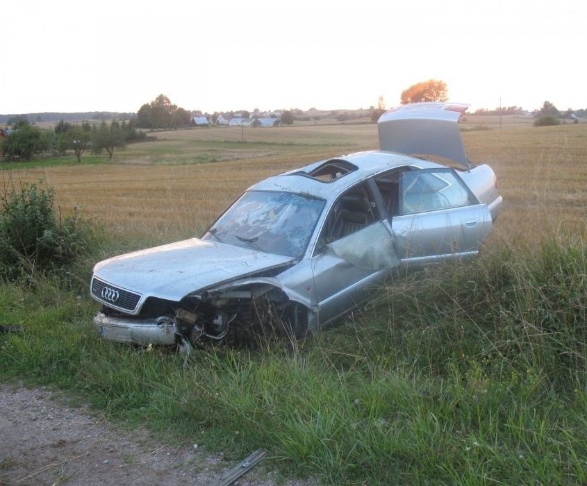 Audi dachowało i zatrzymało się w przydrożnymn rowie (zdjęcia)