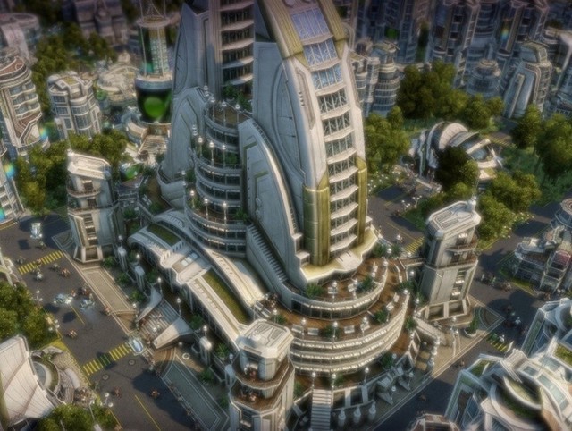 Budynki przyszłości w Anno 2070 potrafią wyglądać bardzo spektakularnie.