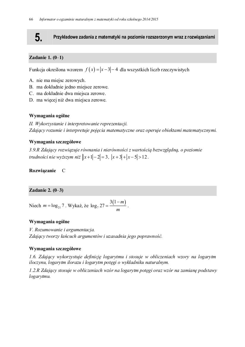 Przykładowe Zadania Na Mature Z Matematyki