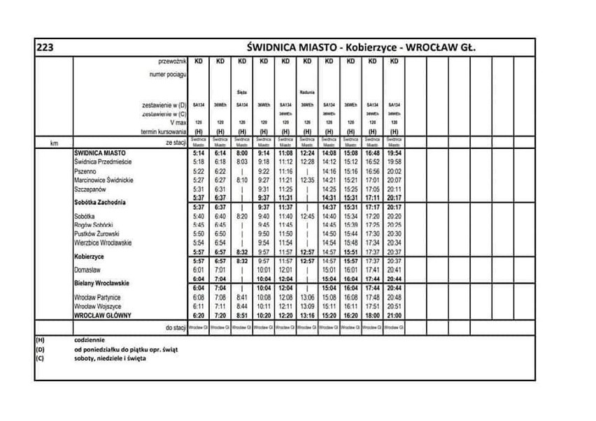 Szczegółowy rozkład jazdy, który ma wejść w życie w grudniu...