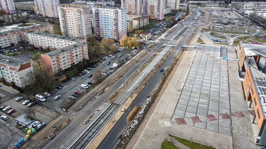 Przebudowa ul. Szafera w Szczecinie. Zdjęcia z 28.01.2021.