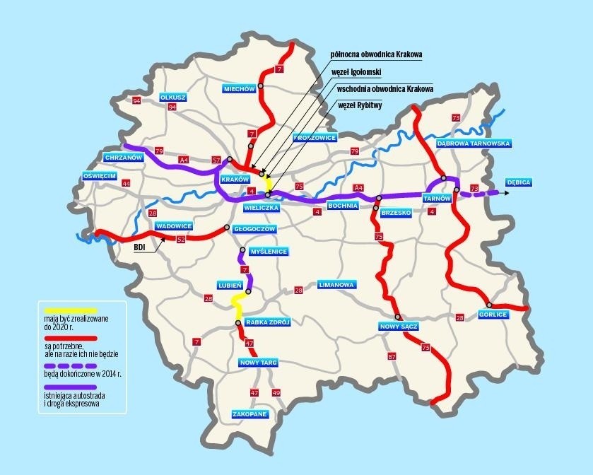 Mapa sieci drogowej w Małopolsce zmienia się bardzo powoli....
