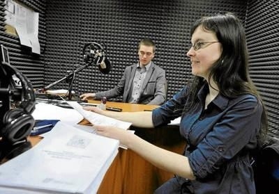 Marta Tworzewska i Marcin Mucha - organizatorzy Spotkania Mediów Studenckich w studiu Radia Frycz Fot. Grzegorz Łyko