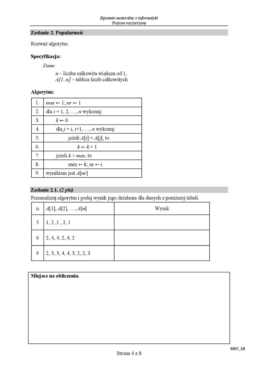 Stara matura 2016: INFORMATYKA rozszerzona [ARKUSZ CKE,...