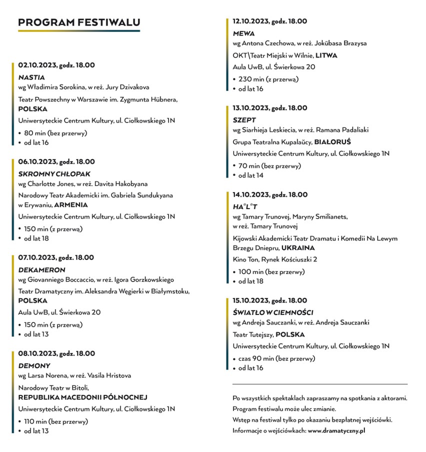 Program tegorocznej odsłony festiwalu