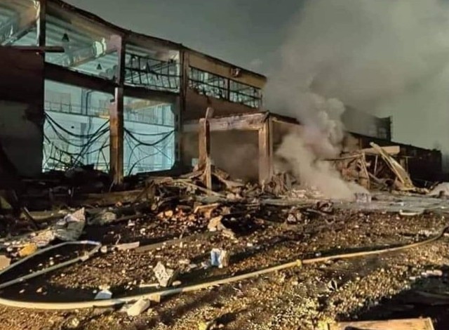 Wybuch i pożar na terenie zakładów Blachownia w Kędzierzynie-Koźlu.