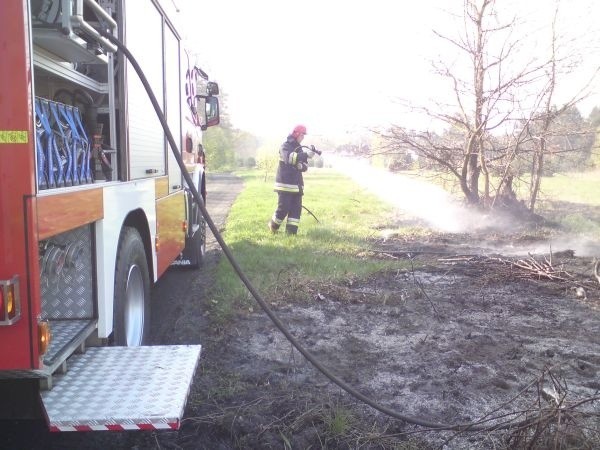 Akcja gaszenia pożarów traw w Bogucinie w gminie Garbatka &#8211; Letnisko.