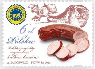 Kiełbasa lisiecka doczekała się uwiecznienia na znaczku Poczty Polskiej.