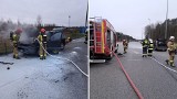 Pożar samochodu osobowego na autostradzie A1 w Nowej Wsi w pow. toruńskim 