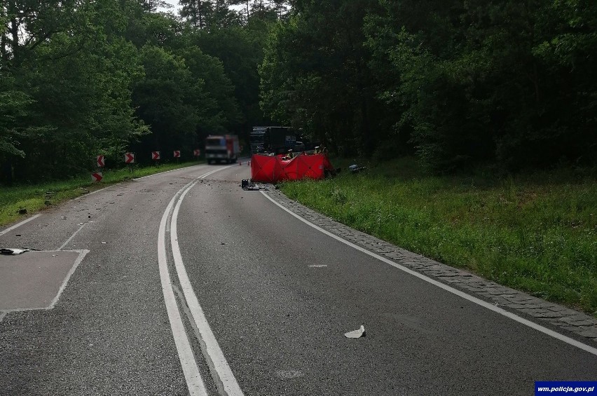 Miejsce zdarzenia drogowego w powiecie olsztyńskim