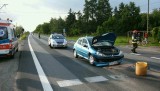 Wypadek na DK91 w Słowiku pod Zgierzem. Samochody zderzyły się przed przejściem dla pieszych. Utrudnienia [ZDJĘCIA]