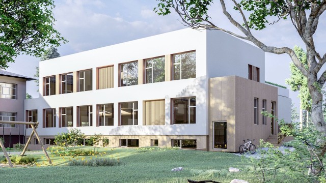 Tak będzie wyglądał budynek dawnej Szkoły Podstawowej w Gadce po przebudowie na żłobek i przedszkole