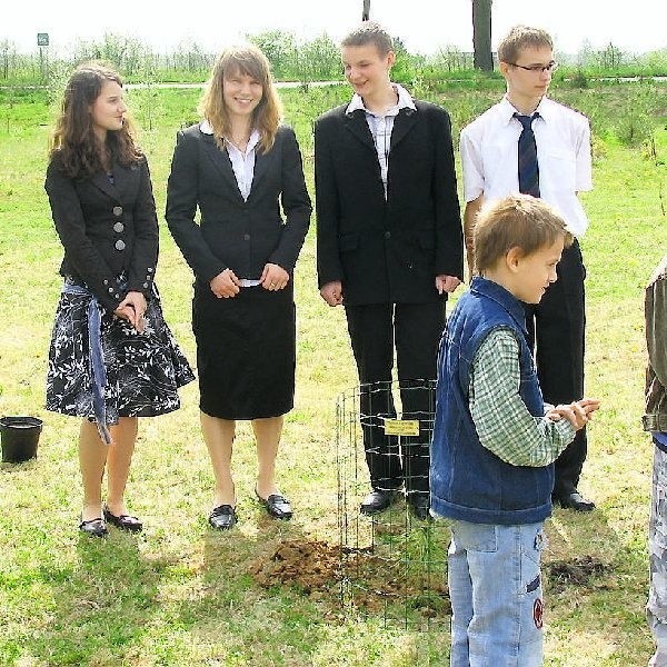 Sosny papieskie sadzi samorząd uczniowski  Zespołu Szkół w Lutowie