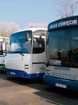 Na dworcu PKSiS w Oświęcimiu stoi kilkanaście autobusów. Niektóre czekają na zmianę kierowcy, inne na naprawę. Każdego dnia ubywa kursów, bo kierowcy nie mają pieniędzy na paliwo FOT. ARCHIWUM II LO CHRZANÓW