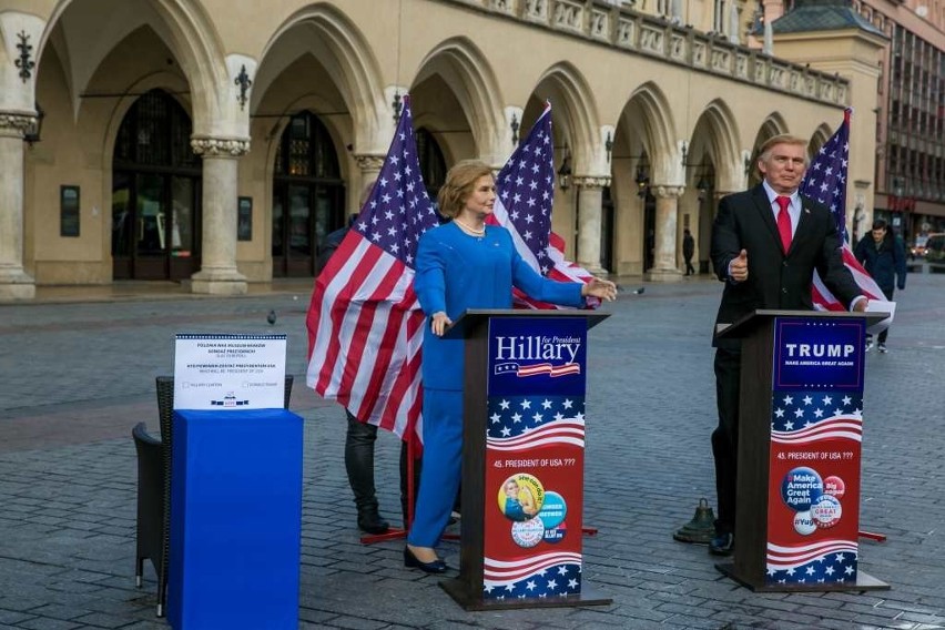 Kandydaci na prezydenta USA stanęli na Rynku Głównym, a mieszkańcy Krakowa głosowali [ZDJĘCIA]