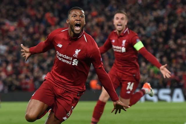 Liverpool w półfinale wyeliminował Barcelonę. Wprawdzie przegrał pierwszy mecz 0:3, ale w rewanżu wygrał 4:0. Dwie bramki dla "The Reds" zdobył Georginio Wijnaldum (na zdjęciu).