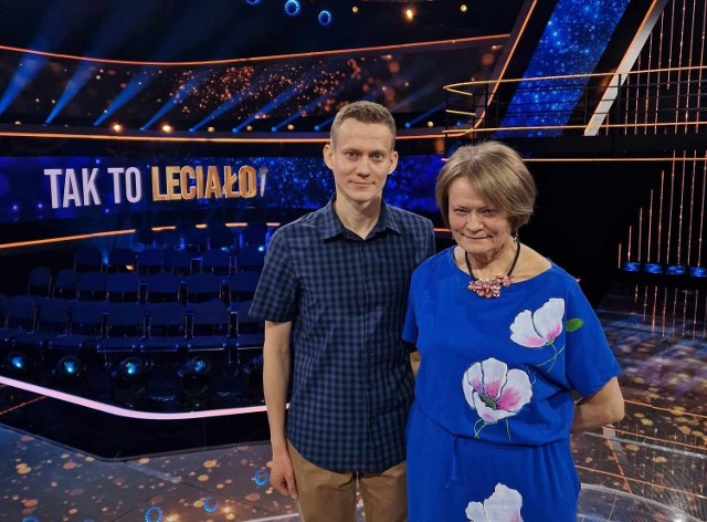 Barbara Barwińska z synem Krzysztofem w programie "Tak to leciało".