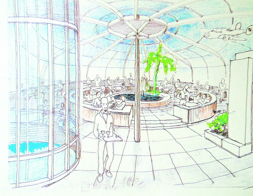 Wnętrze kosmicznej kawiarni, którą planowano dokleić do...