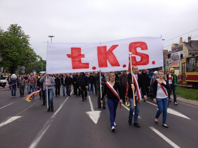 Manifestacja kibiców ŁKS al. Mickiewicza