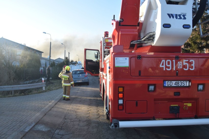 Pożar w budynku firmy Stolmach w Nowym Dworze Gdańskim 1.03.2021 r. Paliła się hala produkcyjna na terenie zakładu [zdjęcia]