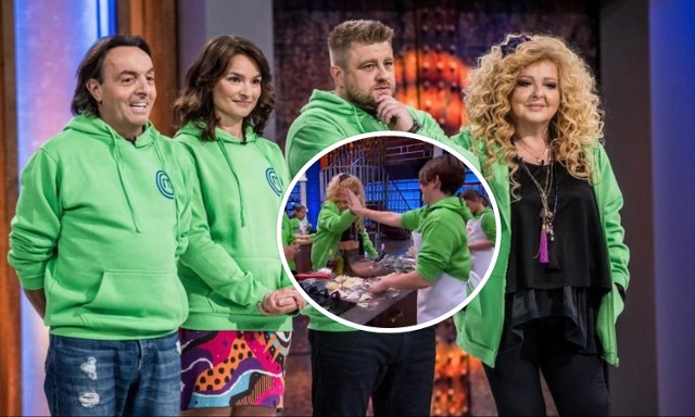 Mikołaj Kubacki z Chełmiec w drugim odcinku programu MasterChef Junior przygotował pierogi z wątróbką i mięsem wołowym. Przyznał, że jest wielkim fanem Magdy Gessler - na małym zdjęciu przybijają "piątkę".