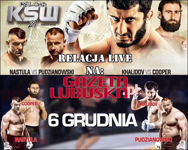 Pudzianowski vs Nastula, Khalidov vs Cooper - to walki wieczoru gali MMA KSW 29 Reload. Na naszym portalu relacja online na żywo. Sobota 6 grudnia.