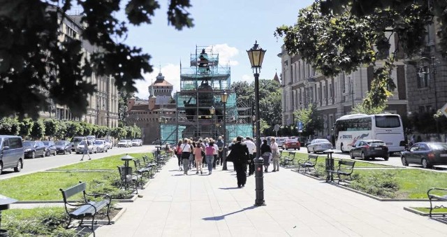 Według autorów jednego z projektów plac Matejki powinny uatrakcyjnić krze  wy i kwiaty, w tym tulipany