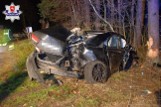 Wypadek w Olszewnicy. Hyundai wypadł z drogi i rozbił się na drzewie (ZDJĘCIA)