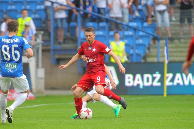 Rafał Boguski podczas niedzielnego meczu Lech Poznań - Wisła Kraków (2:1)